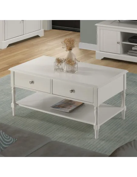 Stratford 2 Drawer Coffee Table - White | Murphy Furniture
