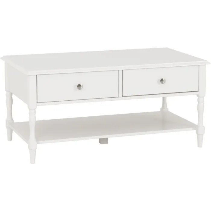 Stratford 2 Drawer Coffee Table - White | Murphy Furniture
