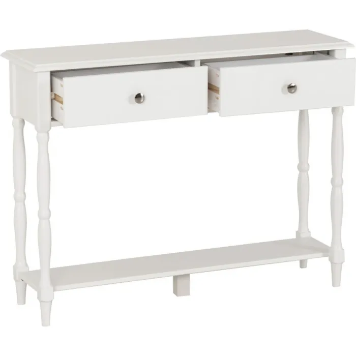 Stratford 2 Drawer Console Table - White | Murphy Furniture