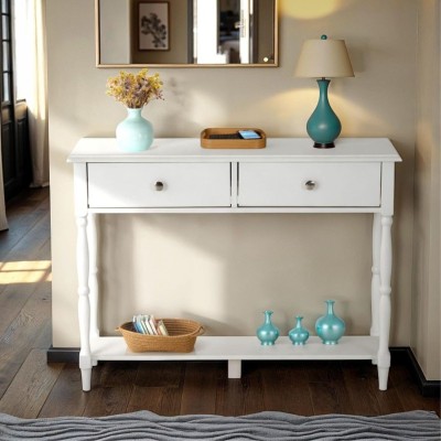 Stratford 2 Drawer Console Table - White | Murphy Furniture