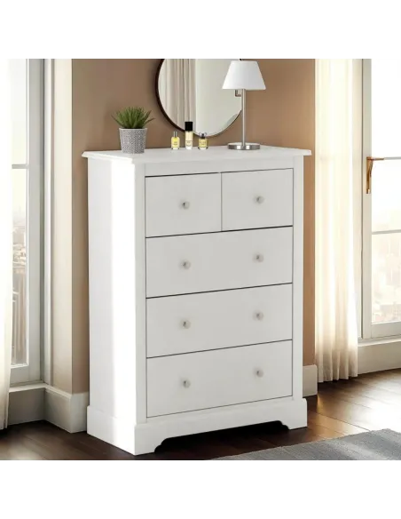 Stratford 3+2 Drawer Chest - White | Murphy Furniture