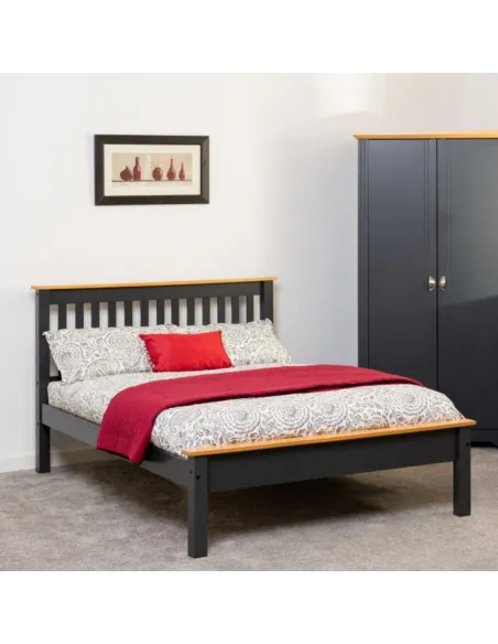Monaco 4FT Low End Bed - Dark Grey/Oak E | Murphy Furniture
