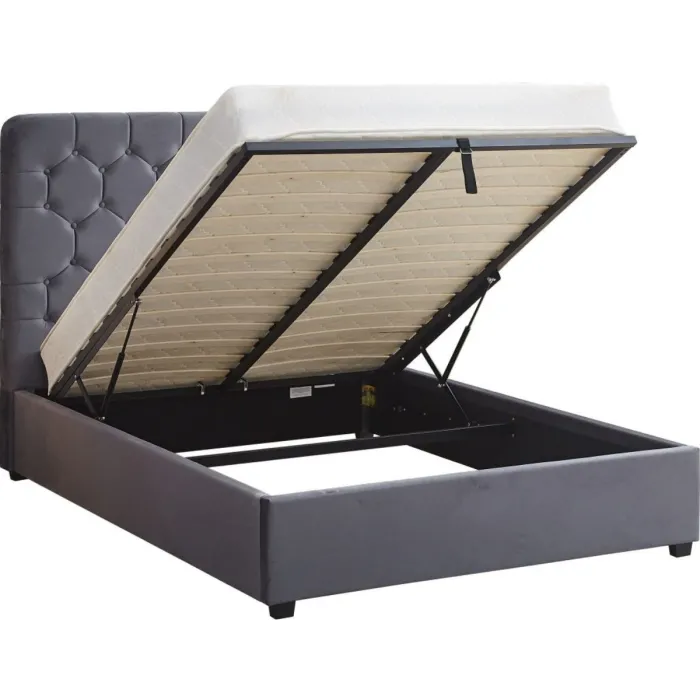 Madison 4FT6 Ottoman Bedframe - Grey Vel | Murphy Furniture