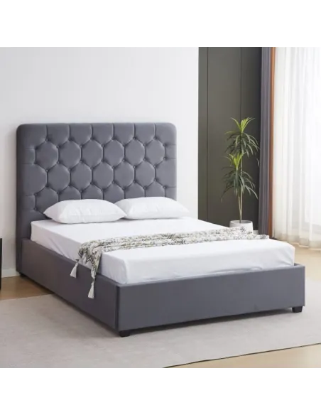 Madison 4FT6 Ottoman Bedframe - Grey Vel | Murphy Furniture