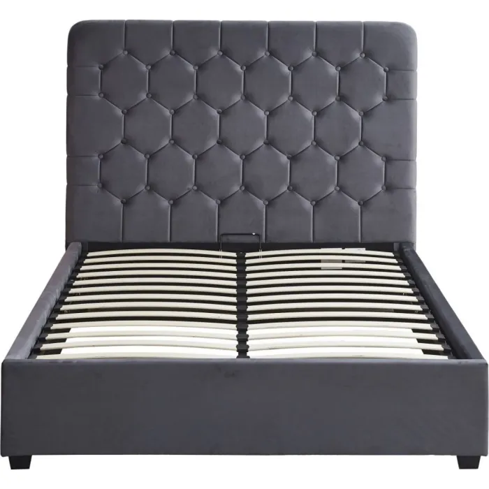 Madison 4FT6 Ottoman Bedframe - Grey Vel | Murphy Furniture