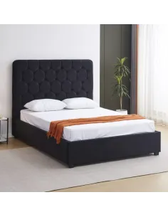 Madison 5FT Ottoman Bedframe - Black Vel | Murphy Furniture