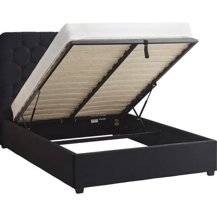 Madison 5FT Ottoman Bedframe - Black Vel | Murphy Furniture