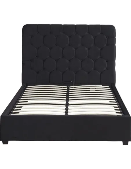 Madison 5FT Ottoman Bedframe - Black Vel | Murphy Furniture