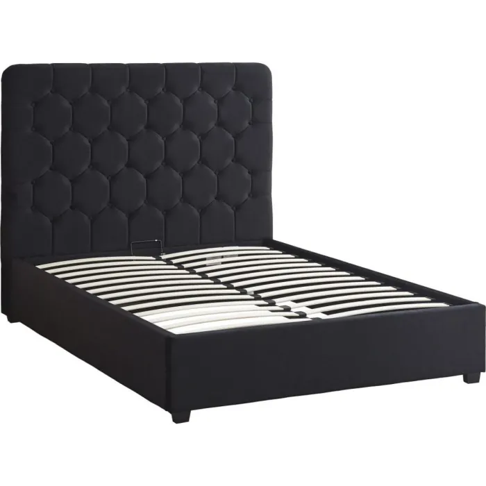 Madison 5FT Ottoman Bedframe - Black Vel | Murphy Furniture