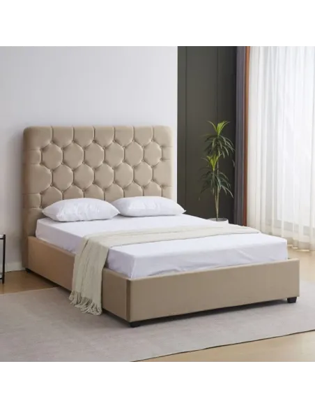 Madison 5FT Ottoman Bedframe - Fawn Velv | Murphy Furniture