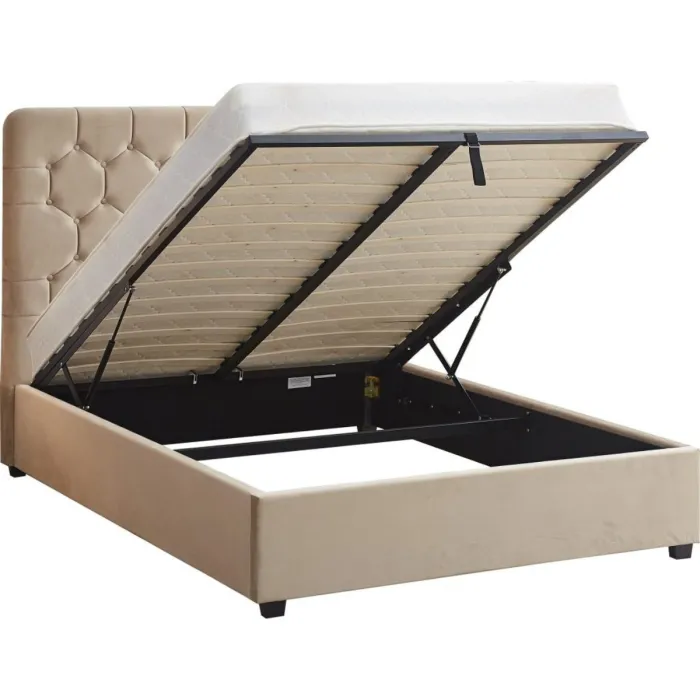 Madison 5FT Ottoman Bedframe - Fawn Velv | Murphy Furniture