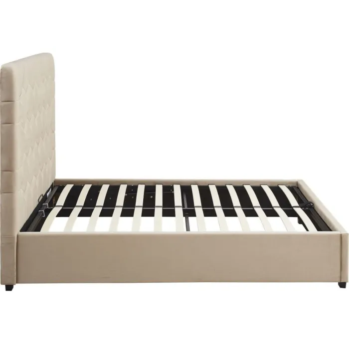 Madison 5FT Ottoman Bedframe - Fawn Velv | Murphy Furniture