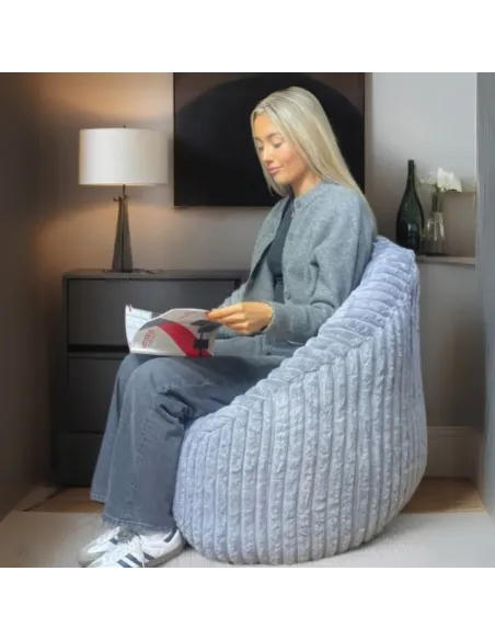 Chillax Cord Beanbag - Grey | Murphy Furniture