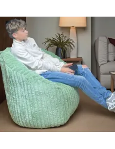 Chillax Cord Beanbag - Green | Murphy Furniture