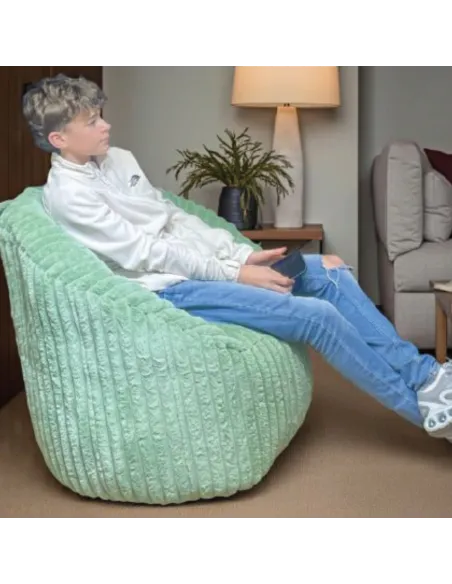 Chillax Cord Beanbag - Green | Murphy Furniture