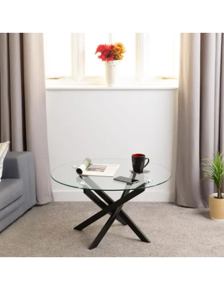 Sheldon Round Coffee Table - Clear Glass | Murphy Furniture