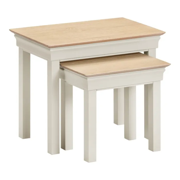 Bordeaux Nest Of 2 Tables - Ivory/Oak | Murphy Furniture
