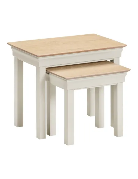 Bordeaux Nest Of 2 Tables - Ivory/Oak | Murphy Furniture