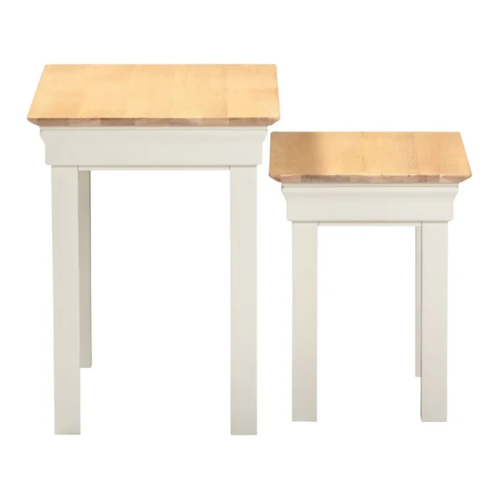 Bordeaux Nest Of 2 Tables - Ivory/Oak | Murphy Furniture