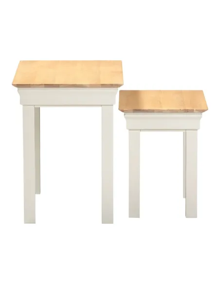Bordeaux Nest Of 2 Tables - Ivory/Oak | Murphy Furniture