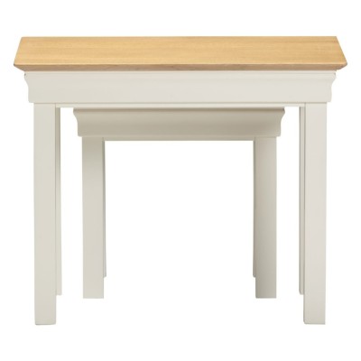 Bordeaux Nest Of 2 Tables - Ivory/Oak | Murphy Furniture