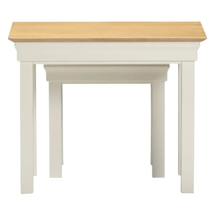 Bordeaux Nest Of 2 Tables - Ivory/Oak | Murphy Furniture
