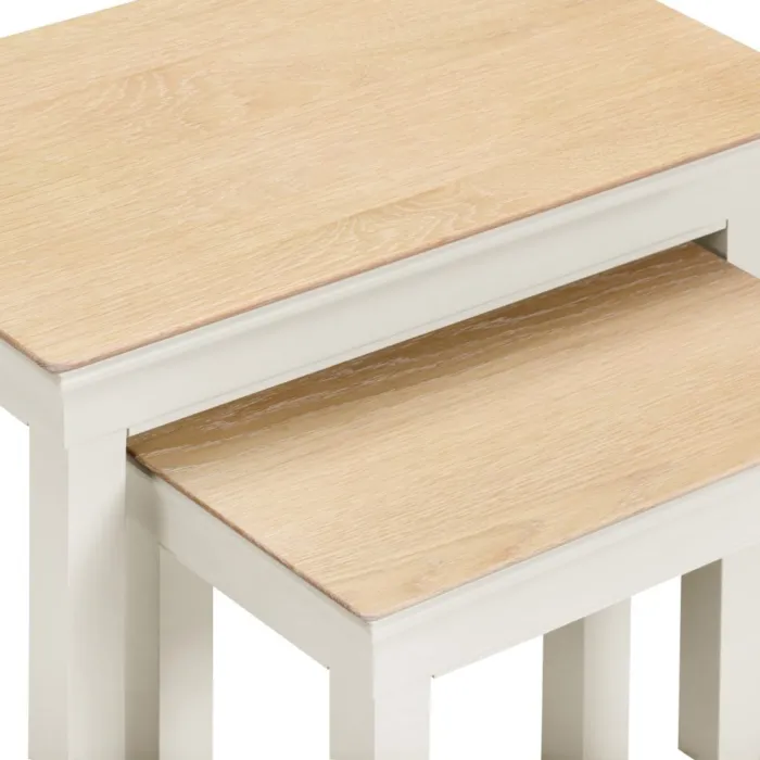 Bordeaux Nest Of 2 Tables - Ivory/Oak | Murphy Furniture