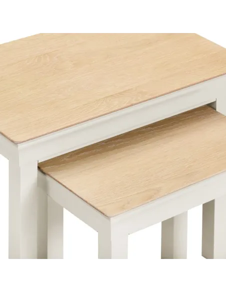 Bordeaux Nest Of 2 Tables - Ivory/Oak | Murphy Furniture