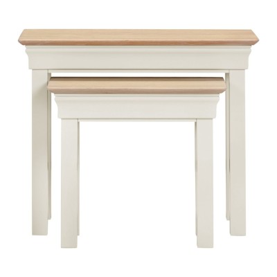 Bordeaux Nest Of 2 Tables - Ivory/Oak | Murphy Furniture