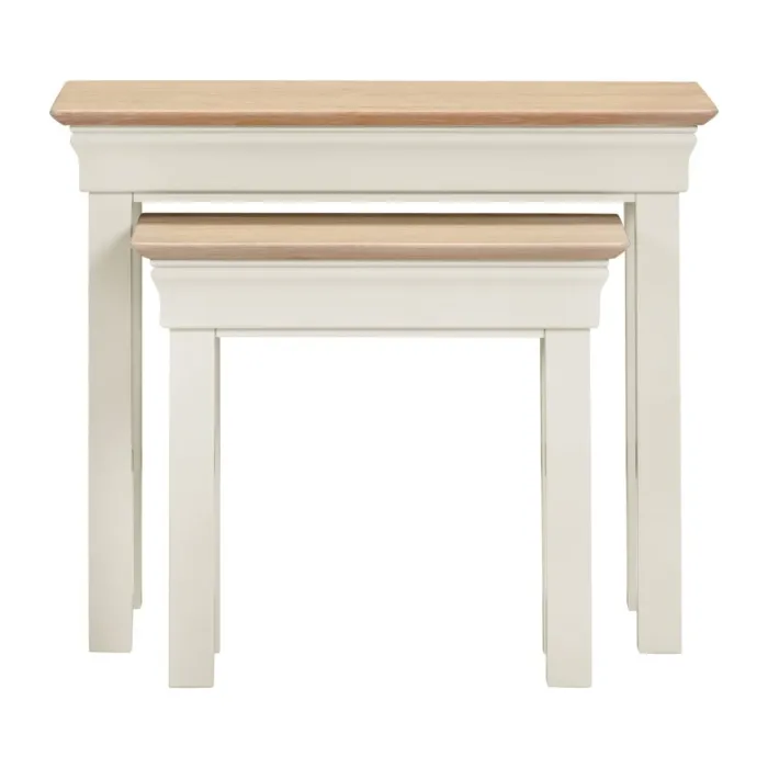 Bordeaux Nest Of 2 Tables - Ivory/Oak | Murphy Furniture