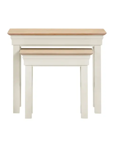 Bordeaux Nest Of 2 Tables - Ivory/Oak | Murphy Furniture