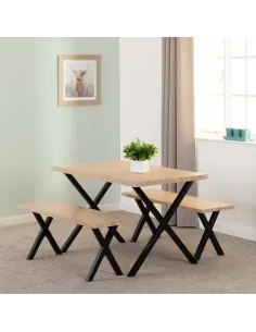 Buxton Dining Bench Set - Light Oak Effe | Murphy Furniture