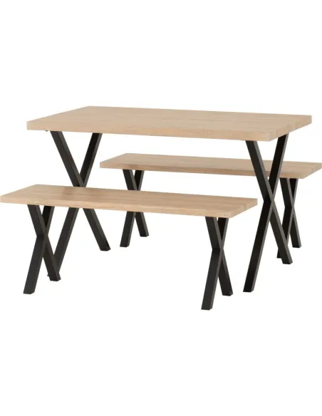 Buxton Dining Bench Set - Light Oak Effe | Murphy Furniture