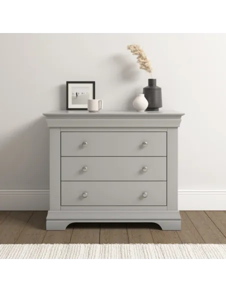 Bordeaux 3 Drawer Chest - Pebble Grey | Murphy Furniture