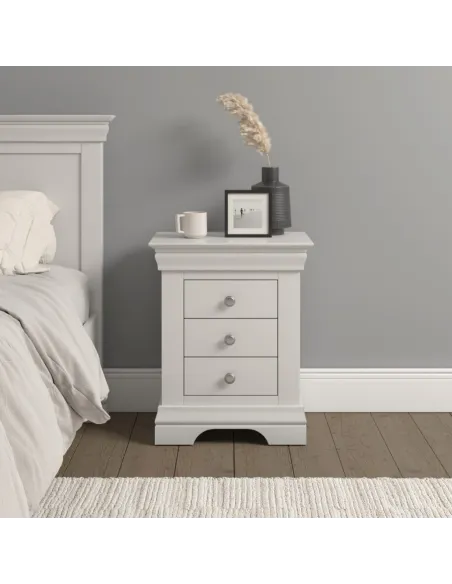 Bordeaux 3 Drawer Bedside Locker - Ivory | Murphy Furniture