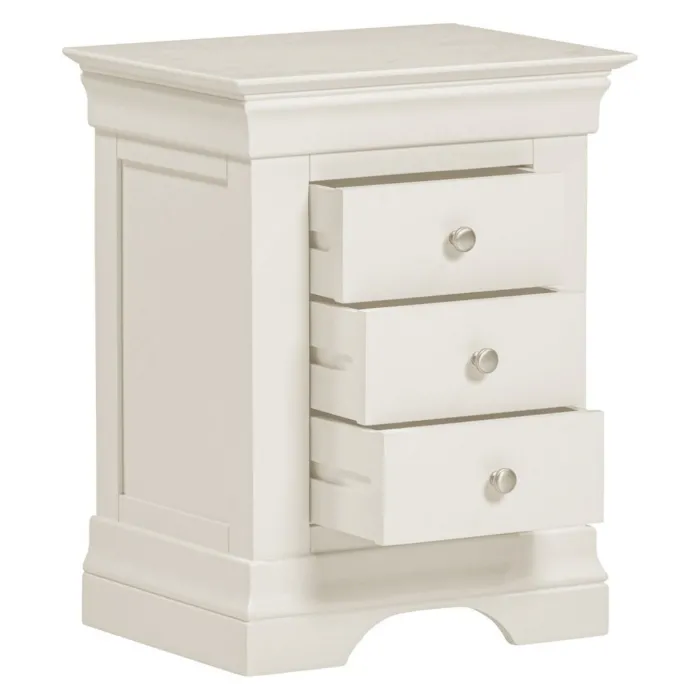 Bordeaux 3 Drawer Bedside Locker - Ivory | Murphy Furniture