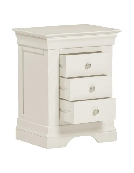 Bordeaux 3 Drawer Bedside Locker - Ivory | Murphy Furniture