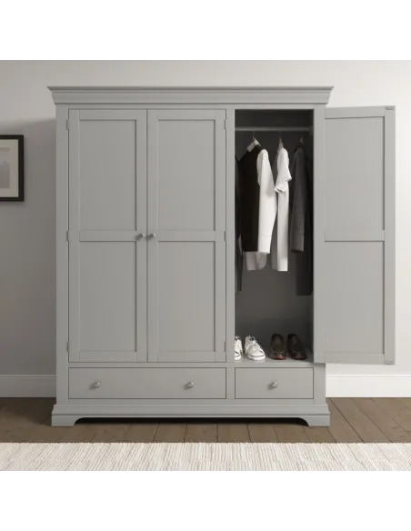 Bordeaux 3 Door Wardrobe - Pebble Grey | Murphy Furniture