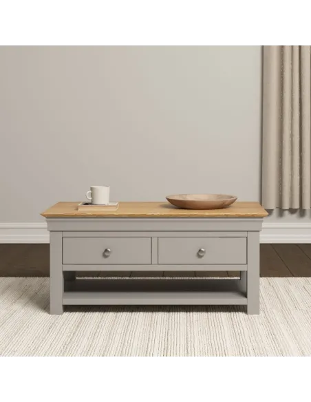 Bordeaux 2 Drawer Coffee Table - Pebble | Murphy Furniture