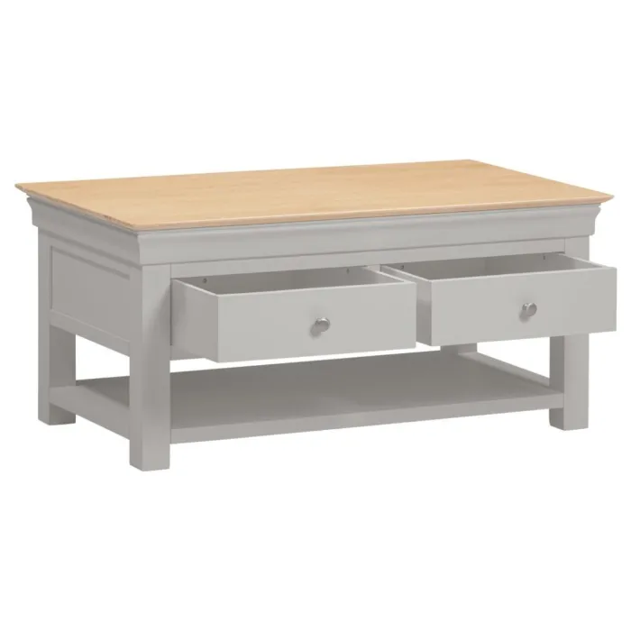 Bordeaux 2 Drawer Coffee Table - Pebble | Murphy Furniture
