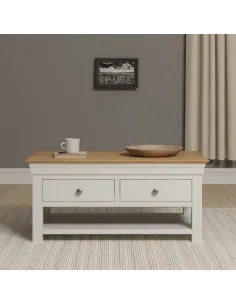 Bordeaux 2 Drawer Coffee Table - Ivory/O | Murphy Furniture