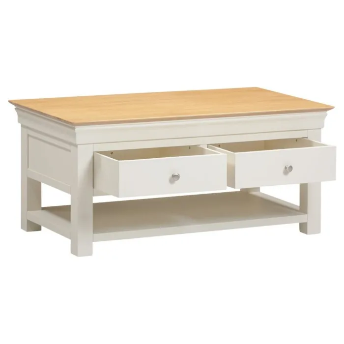 Bordeaux 2 Drawer Coffee Table - Ivory/O | Murphy Furniture
