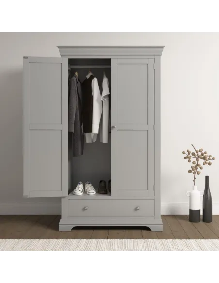 Bordeaux 2 Door Wardrobe - Pebble Grey | Murphy Furniture