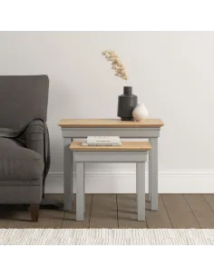 Bordeaux Nest Of 2 Tables - Pebble Grey/ | Murphy Furniture