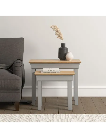 Bordeaux Nest Of 2 Tables - Pebble Grey/ | Murphy Furniture