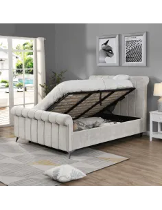 Carlow Side Gas Lift Bedframe - Beige | Murphy Furniture