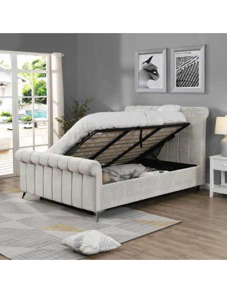 Carlow Side Gas Lift Bedframe - Beige | Murphy Furniture