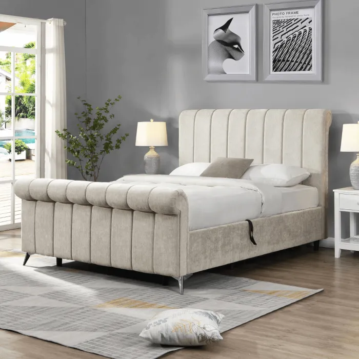 Carlow Side Gas Lift Bedframe - Beige | Murphy Furniture