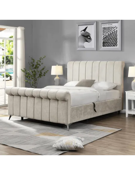 Carlow Side Gas Lift Bedframe - Beige | Murphy Furniture