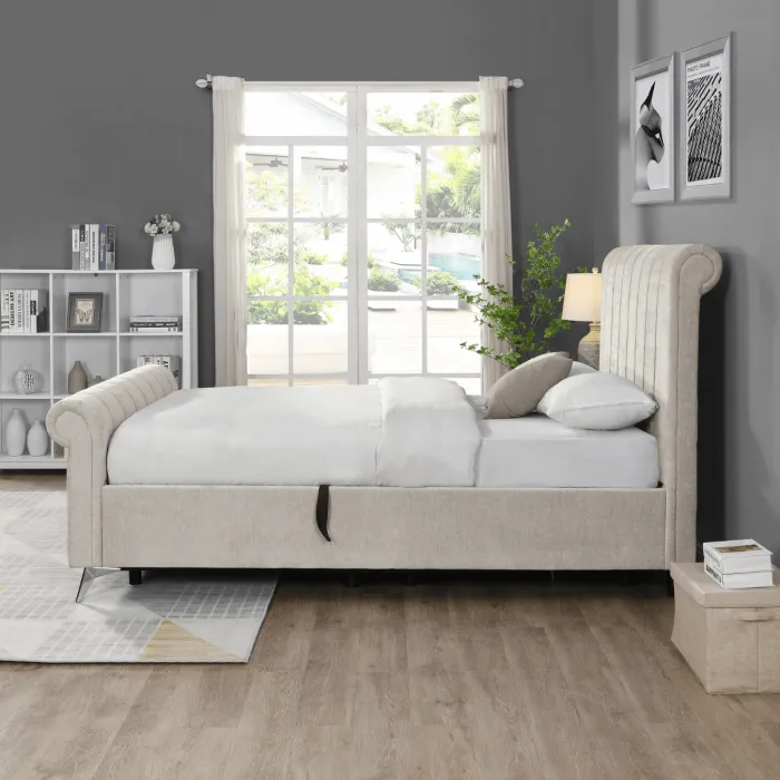 Carlow Side Gas Lift Bedframe - Beige | Murphy Furniture